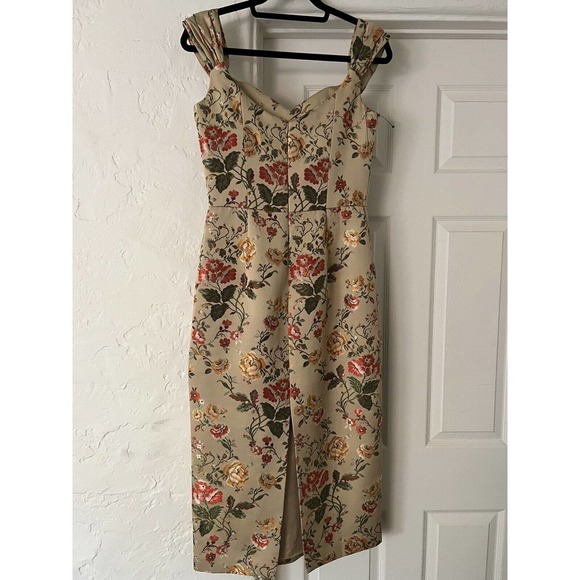 Markarian Apollonia Gold Floral Brocade 8 Dress - Picture 3 of 14